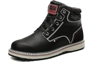 ARRIGO BELLO Mens Winter Boots Snow Casual Booties Warm Fur Mesh Lined Ankle Outdoor Lightweight Non-Slip Trekking Walking Leather Shoes