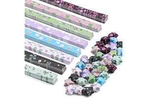 BUPETE Star Origami Paper,Plant Petal Star Paper Strip,Origami Stars Paper Strips Paper Stars Lucky Star Decoration Paper Star Strips DIY Hand Art Crafts 540 Sheets Style 6