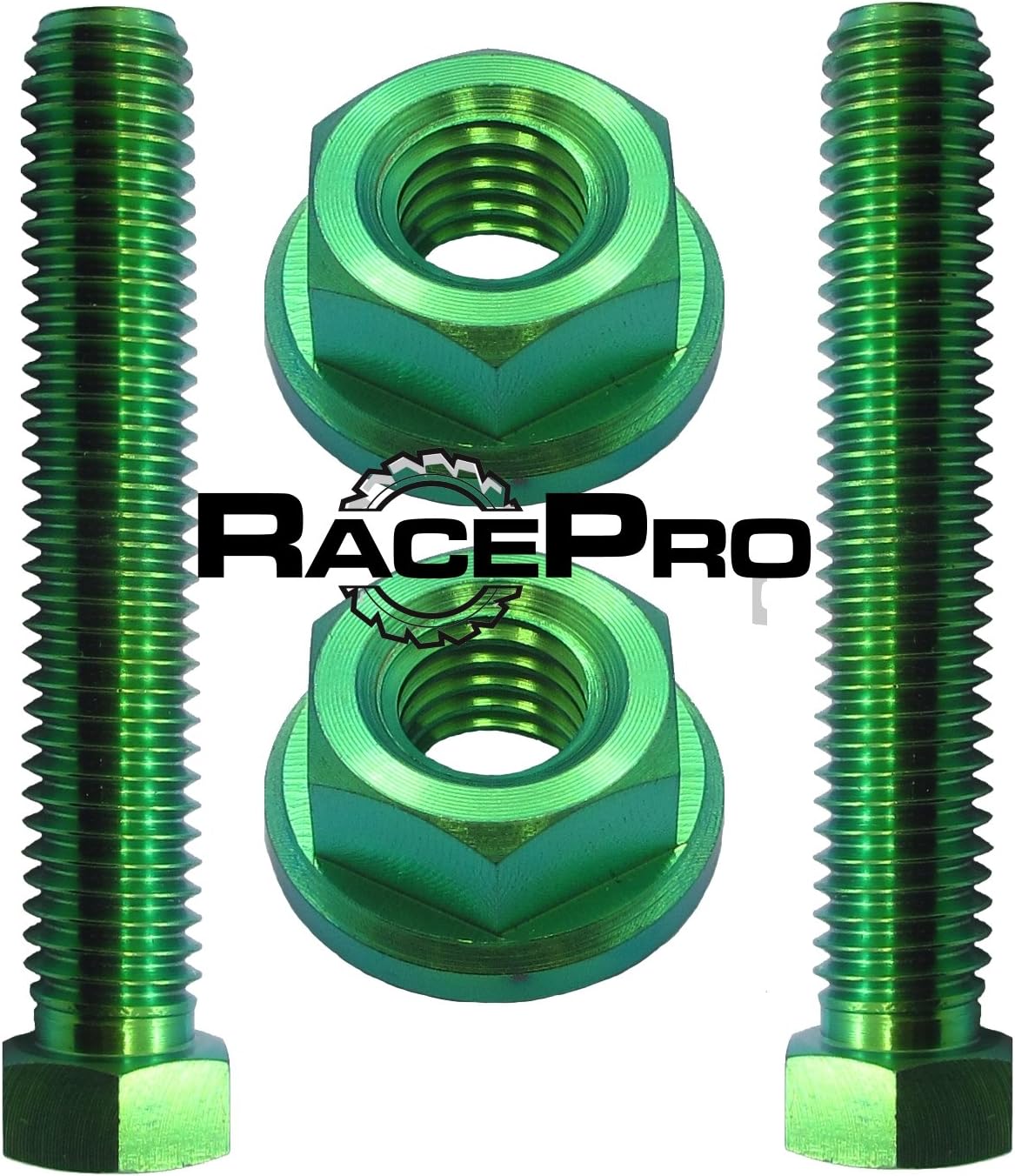 Racepro - Green Titanium Axle Chain Adjuster Bolts - Kawasaki Klx250 09+