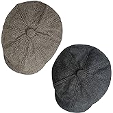 Senker Fashion Newsboy Cap for Men, Irish Newsies Hat Classic 8 Panel Wool Blend for Old Man Cabbie Driving