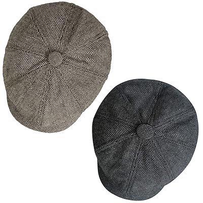 2 Pack Newsboy Hats for Men Classic 8 Panel Wool Blend Applejack Gatsby Peaky Blinders Ivy Hat