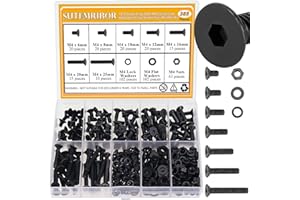 385 Pieces M4 Screws Nuts Washers Set Black, Sutemribor M4 x 6/8/10/12/16/20/25mm Countersunk Head Socket Cap Screws Nuts Washers Assortment Kit, 10.9 Grade Alloy Steel, Fully Threaded