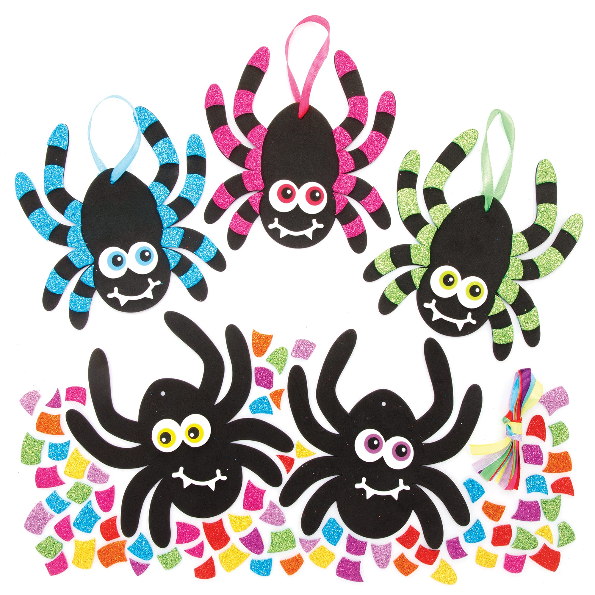 Baker Ross Spider Mix and Match Halloween Decoration Craft Kit - Pack of 8, Halloween Craft Kits for Kids, Foam Spider Decoration Arts and Crafts (FE675)