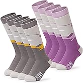 OutdoorMaster Ski Socks, Snowboarding Socks for Boys & Girls, Thermal Winter Warm & Breathable, Over The Calf Non-Slip Cuff