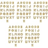 AUEAR, 130 Pack Gold A-Z 8mm Full Rhinestone Slide Charms Crystal Alphabet Letter Alloy for Bracelets Necklace Wristbands DIY Jewelry Making
