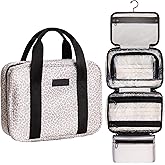 Jadyn Hanging Toiletry Bag, Expandable Toiletry Organizer for Women, Water Resistant Large Travel Cosmetic Bag for Full Size Makeup, Toiletries, Lotion, Shampoo, Accessories (Desert Leopard)