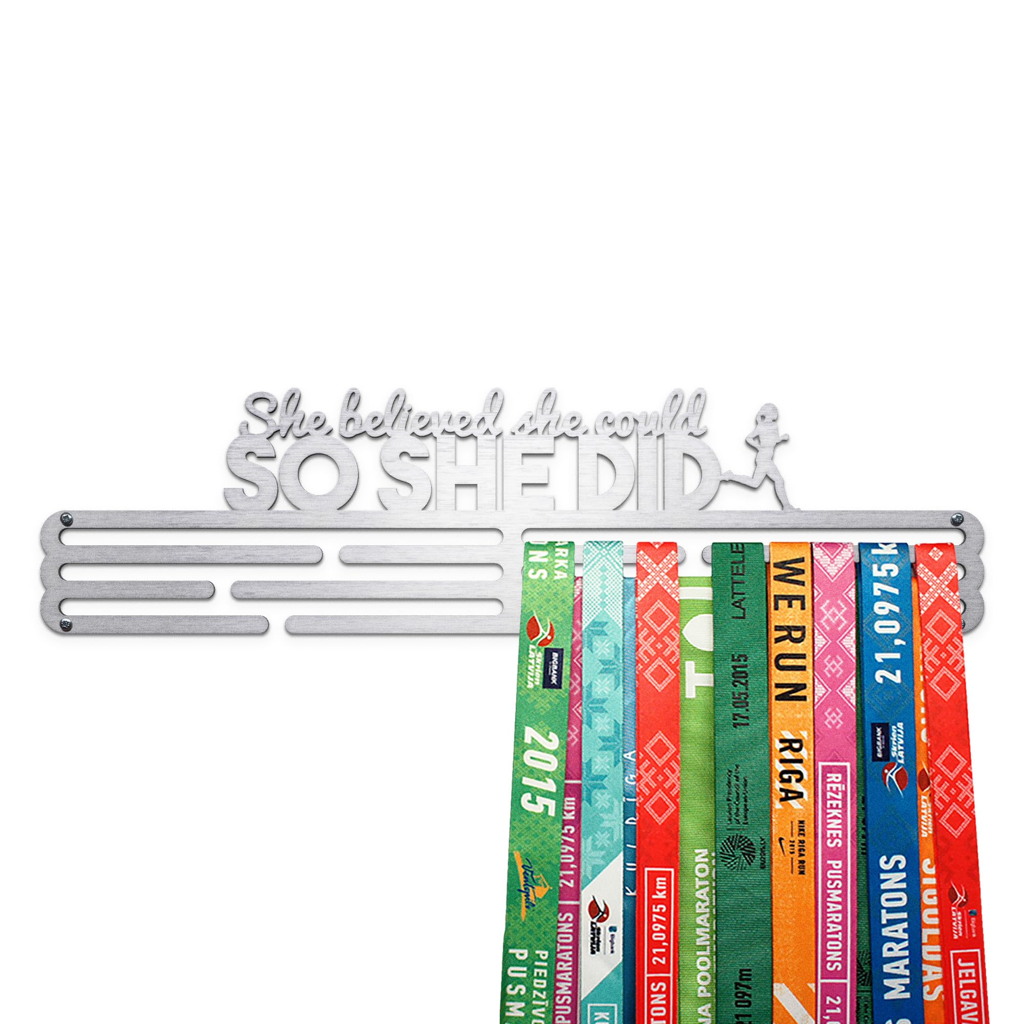 United Medals She Believed She Could So She Did Sport Medal Hanger Display | Stainless Steel Medal holder | Awards display rack for up to 48 medals