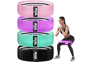 MHIL Fabric Resistance Bands for Women & Men – 4 Durable Exercise Bands for Working Out, Non-Slip & Non-Pinching Workout Bands – Multiple Resistance Levels Booty Bands for Legs Butt Glutes Hips Abs & More.