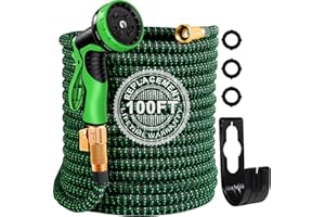 CYCODO Expandable Garden Hose 100FT,Water Hose with 10 Function Spray Nozzle,Lightweight Hose&No-Kink Flexible Garden Hose,Retractable Hose,Water Pipe With Nano Latex Core,Leakproof(Green)