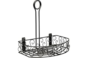 Winco WBKH-6SB Round Black Wire Condiment Caddy with Straight Back, 6.25-Inch