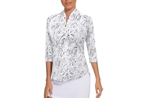 CUCUCHY STYLE Cucuchy Womens Golf Shirt Quick Dry 3/4 Sleeve Quarter Zip Polo Workout Tops Tennis Shirts S-XXL