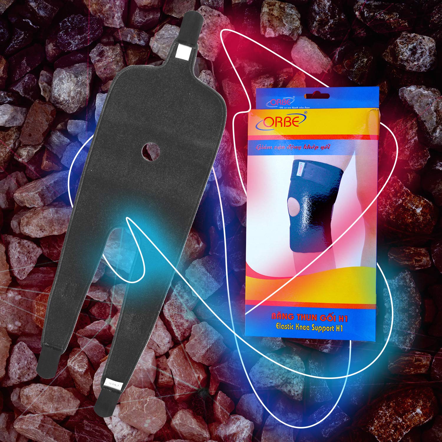 Ultimate Elastic Knee Support by ORBE – ACL & Patella Stabilizing Brace for Men & Women – Neoprene Compression Sleeve for Sports Injuries - Comfortable Running Bandages Good for Pain Relief & Repair