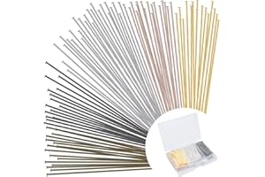 BOYIVI 600 Pieces 2 Inch Flat Head Pins for Jewelry Making DIY, Straight Head Pins Jewelry Making Pin Metal End Headpins for Craft Earring Bracelet Necklace Pendant Supplies (Flat Head Pins-Multicolor)
