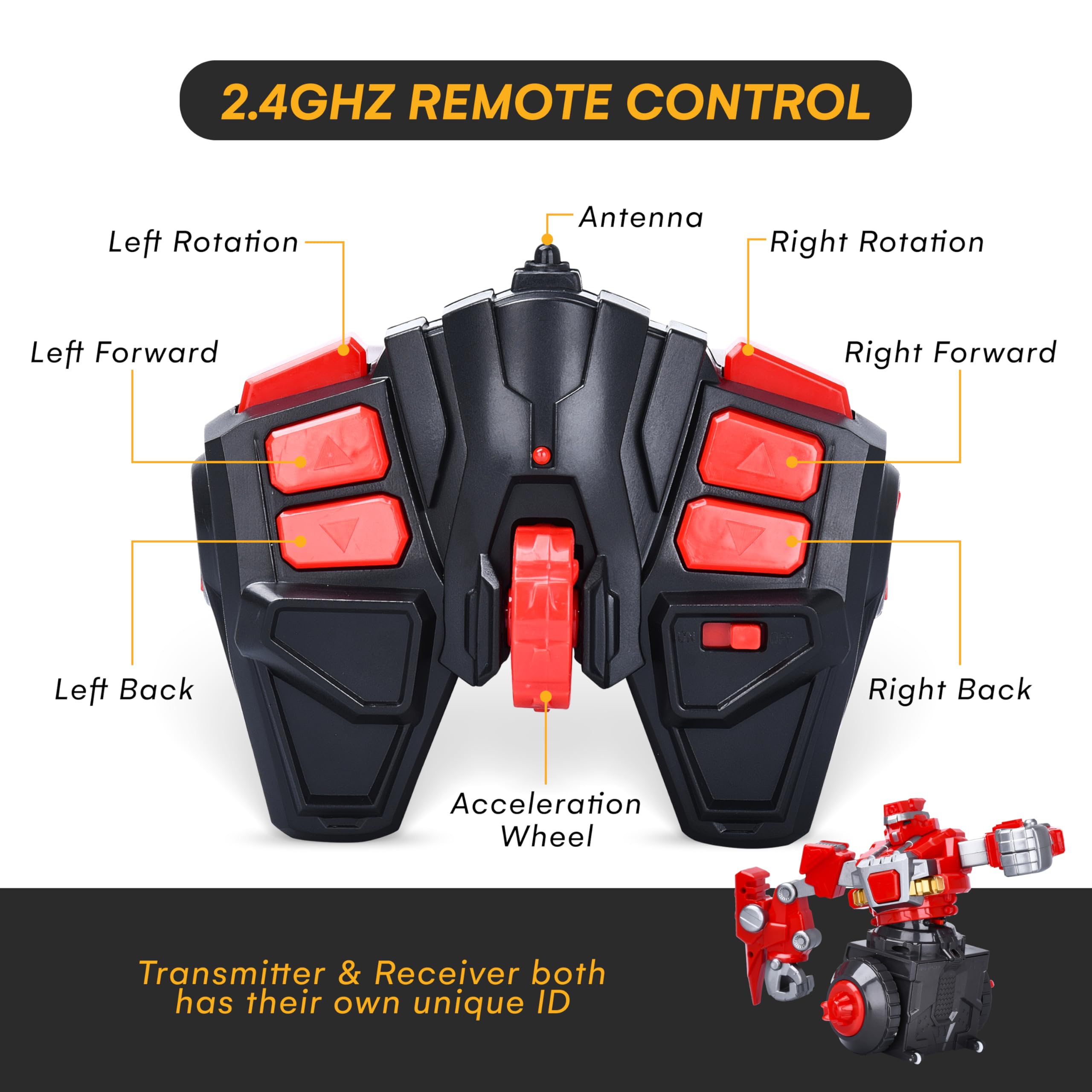 Top Race Remote Control Fighting Toy – 2-Pack Red & Blue RC Robots with Lights, Sounds & 360° Rotation – Interactive Intelligent Playset for Kids – Fun Remote-Controlled Battle Action