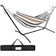 SUPER DEAL Portable 9FT Hammock Stand with 2 Person Hammock Included 620 LBS Capacity Adjustable Hammock Bed with Space Saving Carrying Case for Camping Garden Backyard Patio Indoor Outdoor