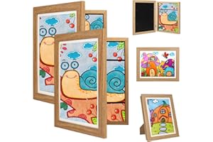 Orankay 2Pack Kids Art Frame - Kids Artwork Frames Changeable,Kids Art Frames Front Opening Holds 150,10x12.5 Children Artwork Frames for Kids Art,Kid Art Picture Frame With Storage for Display photo (Wood)
