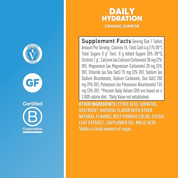 NUUN DAILY ELECTROLYTE TABLETS WITH MAGNESIUM, CALCIUM, POTASSIUM, CHLORIDE & SODIUM, GLUTEN FREE, SUGAR FREE, & VEGAN, ORANGE SUNRISE FLAVOR, 8 PACK (80 SERVINGS TOTAL)