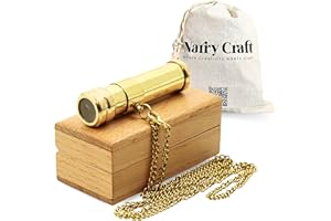 NARRY CRAFT Brass Kaleidoscope with Wooden Box | Handcrafted Vintage Kaleidoscope with Optical Glass Lens & Wooden Storage Box – Collectible Gift for Kids & Adults (Golden/Brass, Small)