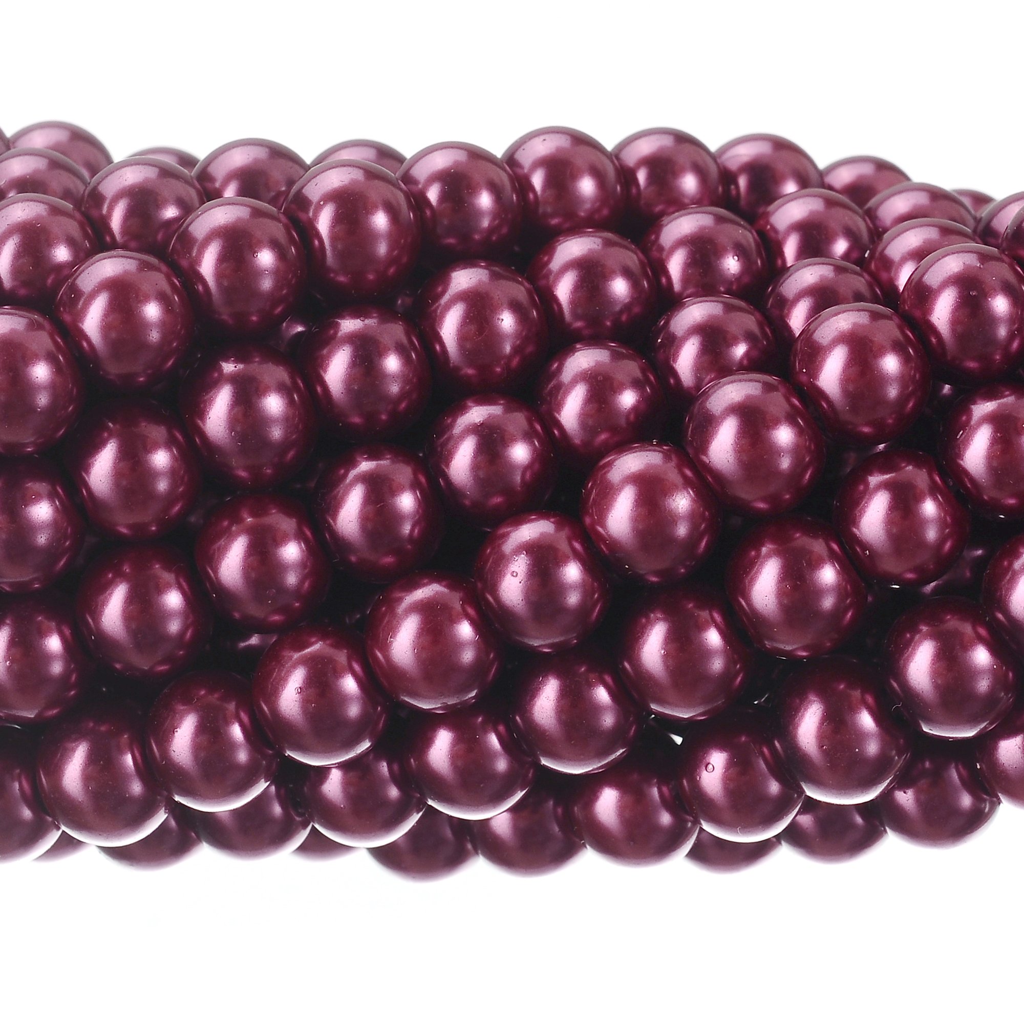 RUBYCA 200Pcs Czech Tiny Satin Luster Glass Pearl Round Beads DIY Jewelry Making 4mm Plum Purple