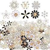 80 botones de diamantes de imitación para adornos, botones de flores de imitación con parte trasera plana, botones de flores 