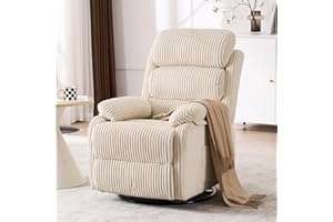 SEANRUM Adult 360° Rocking Recliner Chair，Nursery Rocker Reclining Chair with Side Pocket, a Comfy upholstered Single Sofa Armchair. Suitable for Living Room, Bedroom Nursing use, Velvet Fabric in Beige