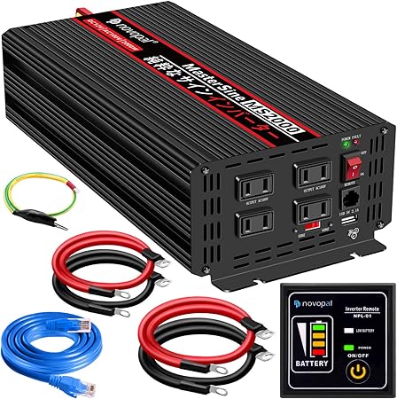 Amazon Novopalインバーター 正弦波 12v 00w 最大 4000w Dc 12v 直流 Ac100v 交流 変換 50hz 60hz 切替 コンセント4口 Usb1ポート 5メートルリモコン 地震 防災用品 自動車 船 キャンプ アウトドア 停電の対策 日本語取扱説明書 インバーター