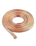 QWORK Flat Copper Braid Cable, 20ft 6mm Flat Copper