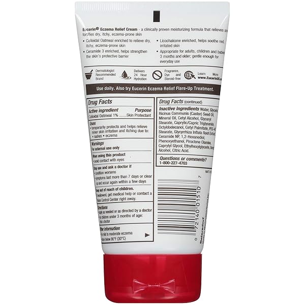 EUCERIN ECZEMA RELIEF CREAM AND BODY WASH (13.5 FL OZ) + ECZEMA RELIEF CREAM (5 OZ), SKIN CARE SET WITH COLLOIDAL OATMEAL (SKIN PROTECTANT)