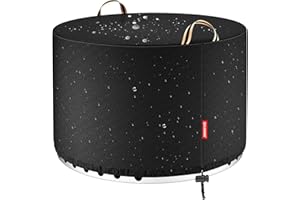 QH.HOME [2025 Upgraded 900D Fabric] Fire Pit Cover Round for Solo Stove Yukon, 30"D x 18"H fits 27"- 29" Fire Pit, 900D Heavy Duty Waterproof Fabric for Outdoor Camping - Black