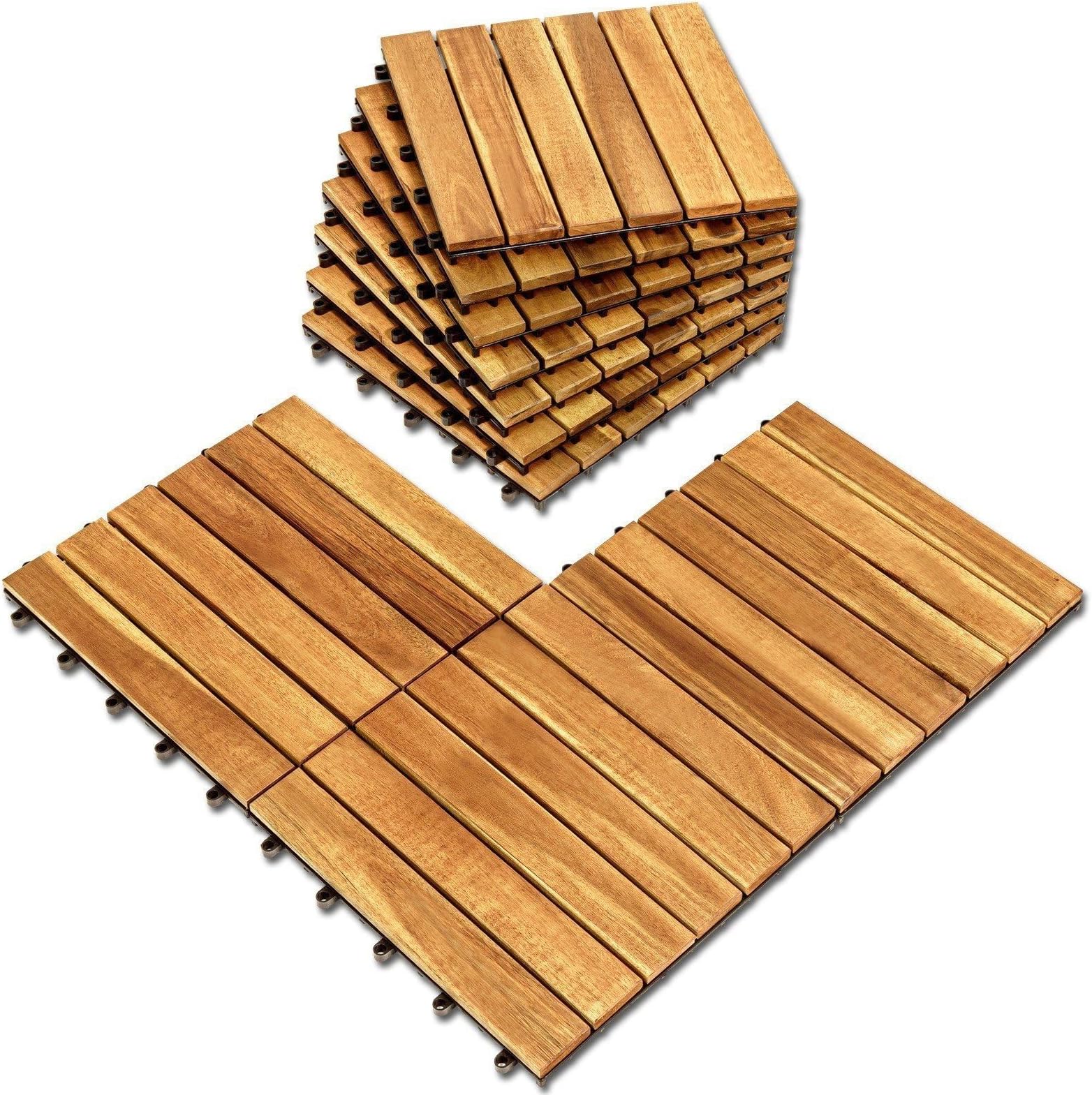 Interlocking Deck Tile (Pack of 10, 12"x12") Acacia Hardwood Deck Tile