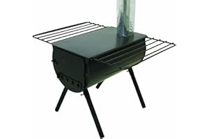 Camp Chef Alpine CS14 Heavy Duty Cylinder Tent Cabin Stove with damper and side shelves