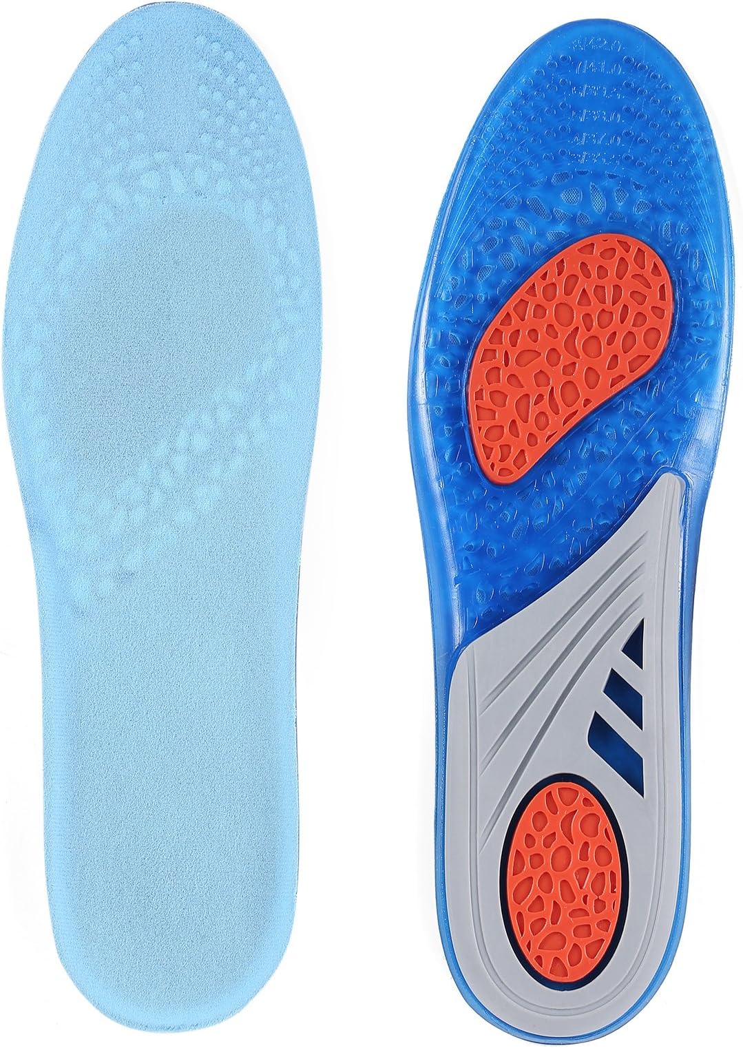 PHGOOL Gel Sports Insoles,Relieve Foot Pain and Fasciitis,Heel Protection and Foot Arch Support (US Men's 7-12)