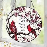 Cardinal Suncatcher Stained Glass Window Hanging Decor, Red Cardinals Memorial Gifts for Loss of Loved One, Cardinal Remembrance Gifts for Women Grandma Mom, Mothers Day Birthday