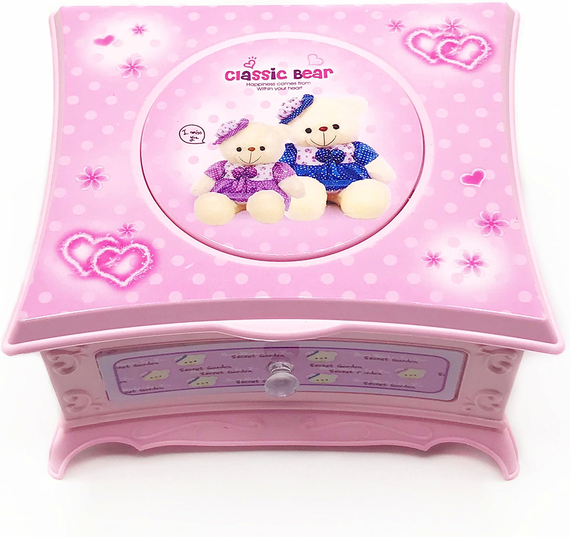 YMANX Pink nightstand Style with Light Music Box.