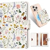 Shorogyt for Magnetic Phone Wallet Compatible with Magsafe,Retro Floral | Slim Leather Mag Wallets for Women, Fit 4 Cards, Magnetic Card Holder, RFID Magnet, for iPhone 18/17/16/15/14/13/12 Series