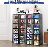 TidyTrove 6 Pcs Clear Shoe Storage Box Stackable Magnetic Door Black view 6