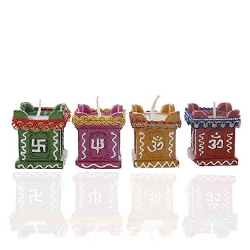 Perpetual Diya for Diwali Decoration Handmade Earthen Clay Terracotta Decorative Diya 4 Pcs Set Tealight Candle Festival Diya Oil Lamps.