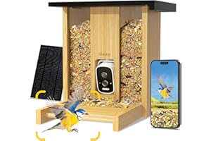 ISLEUTOR Smart Bird Feeder with Camera - Solar Powered, AI Identification & 2.5K HD Auto Capture Bird Videos, Bird Arrival Notifications, 2.1L Capacity & Eco Bamboo-Boosts Bird Visits by 60%, Gift for Family