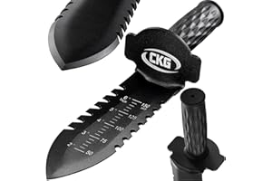CKG Metal Detecting Shovel for Digging Heavy Duty Double Serrated Edge Digging Tool Trowel for Gardening, Camping, Landscaping, Treasure Hunting, Metal Detector Accessories
