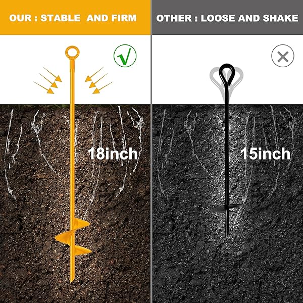 DOKOLES 6 PACK GROUND ANCHORS KIT 18”,HEAVY DUTY METAL HURRICANE GROUND STAKES SHED ANCHORS ，SCREW IN TRAMPOLINE ANCHORS FOR SWING SET，CAMPING TENT,CAR PORTS,CANOPY,SAND TENT,GAZEBO,DOG
