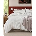 Bedsure PureWoven 3 Pieces 100% Cotton Waffle Duvet Cover Set, King, White | Waffle Weave Texture, Soft, Skin-Friendly, Breat