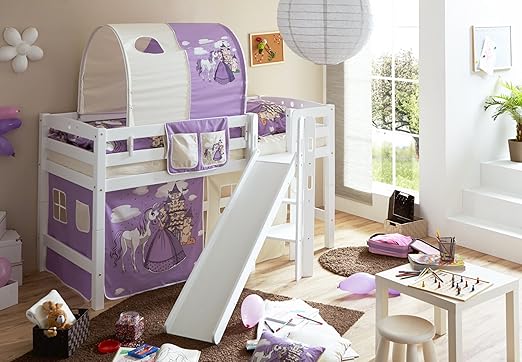 Ticaa Podestbett mit Rutsche Tino Buche Weiß Motiv