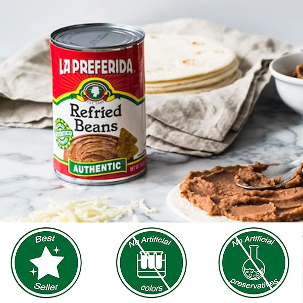 LA PREFERIDA AUTHENTIC REFRIED PINTO BEANS – HOMEMADE TASTE OF TRADITIONAL CREAMY FRIJOLES REFRITOS. 4 SIMPLE INGREDIENT, 16 OZ (PACK OF 24)