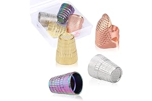 BUPETE 4 Piece Sewing Thimble,Sewing Thimble Various Color,Metal Thimble Rings Adjustable Metal Finger Shield Ring Leather Finger Protectors, Sewing Thimble Cap for Sewing Embroidery Needlework