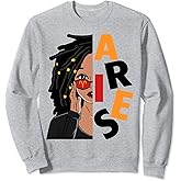 Aries Girls African American Loc'd Women Zodiac Sign Sweatshirt