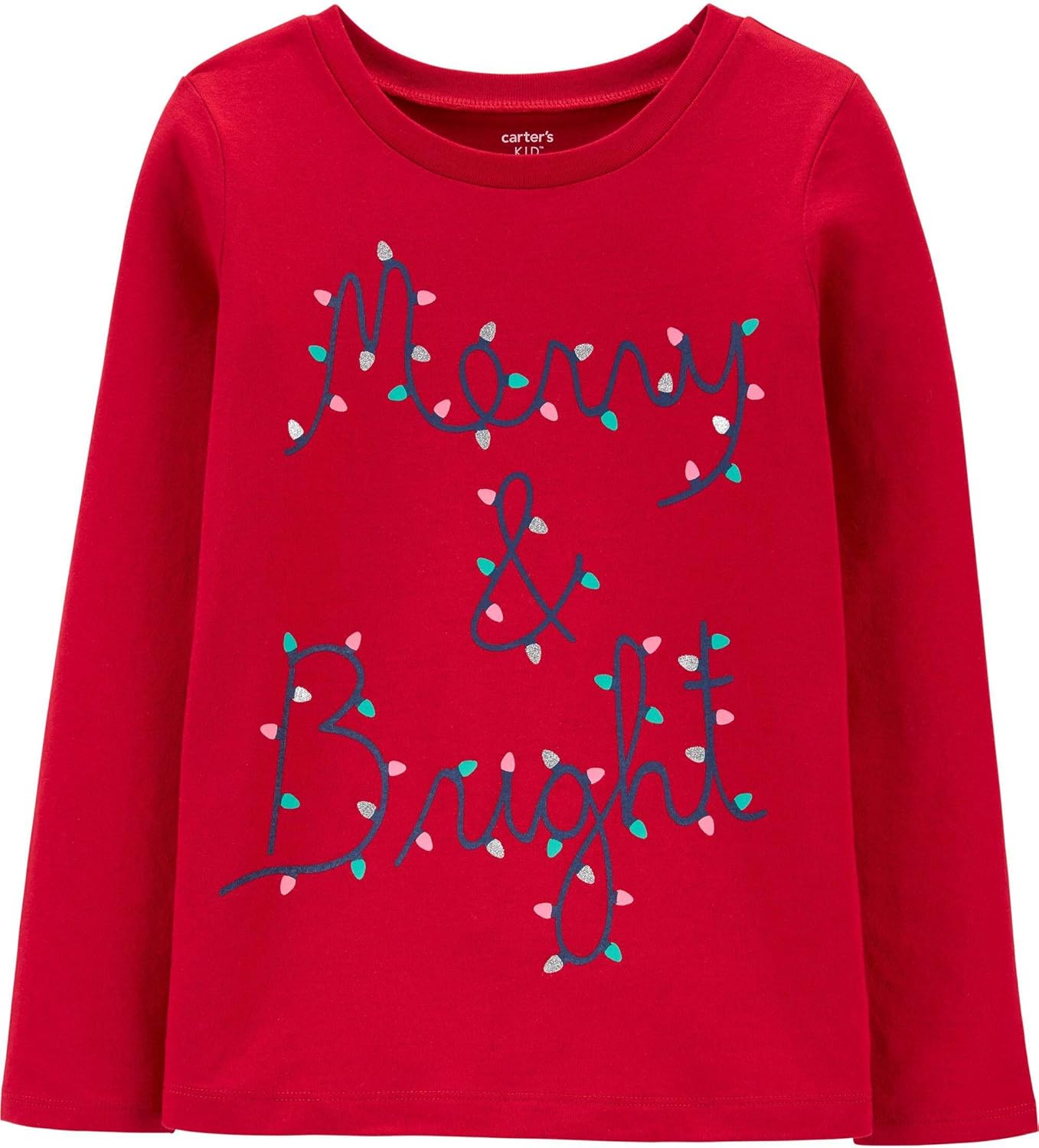 Carter's Girls Long Sleeve Christmas Holiday Tee (5, Red Merry) Amazon