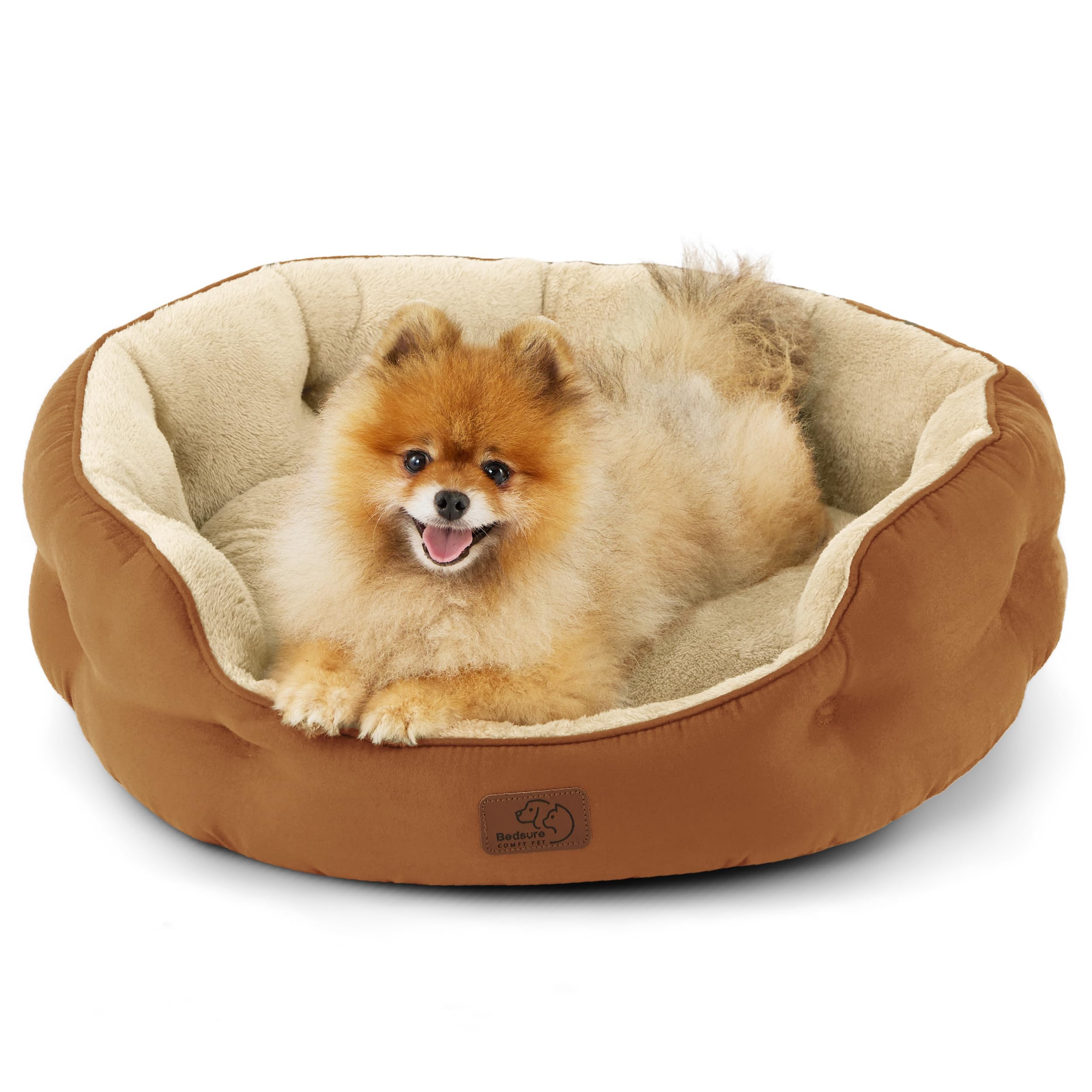 Photo 1 of Bedsure Dog Beds for Small Dogs - Round Cat Beds for Indoor Cats, Washable Pet Bed for Puppy and Kitten with Slip-Resistant Bottom, 25 Inches, Terracotta
