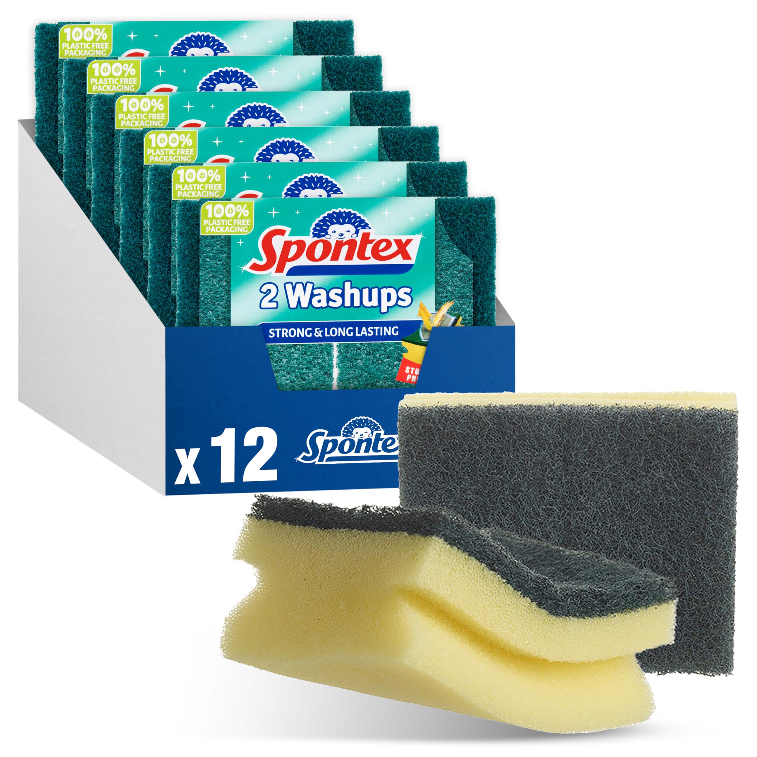 Spontex Washups Sponge Scourers - Pack of 6, Total 12