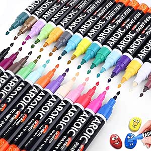 Amazon Com Paint Pens For Rock Painting Write On Anything Paint Pens For Rock Wood Metal Plastic Glass Canvas Ceramic More Low Odor Oil Based Medium Tip Paint Markers 28 Pack Arts Crafts