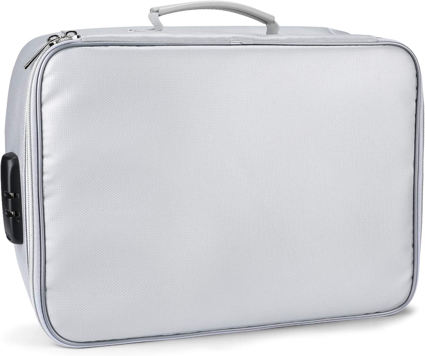 Fireproof Document Bags,15"x11"x4" IPX4 Waterproof File Organizer,Storage Pouch Firebag Safe Briefcase Style with Zipper for A4 Letter Size Document Holder,Passport,Cash,Tablet and Valuables (Silver): Office Products